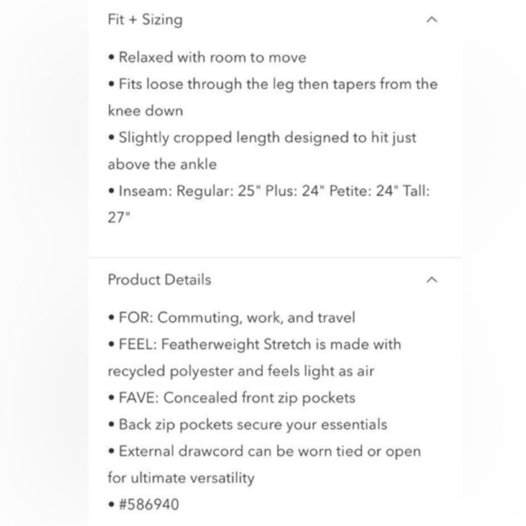 Athleta Womens Navy Blue Arrival Pant Size 6 GUC Cropped Lightweight Zip Pockets - Picture 10 of 10